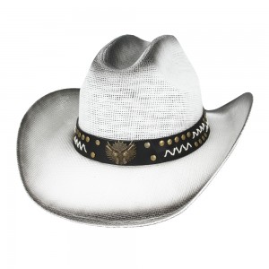 Straw Summer Cowboy Hat With Revolver Hatband