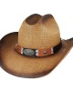 Straw Summer Cowboy Hat With Black and Brown Steer Hatband Straw Summer Cowboy Hat With Black and Brown Steer Hatband