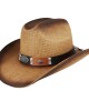 Straw Summer Cowboy Hat With Black and Brown Steer Hatband Straw Summer Cowboy Hat With Black and Brown Steer Hatband