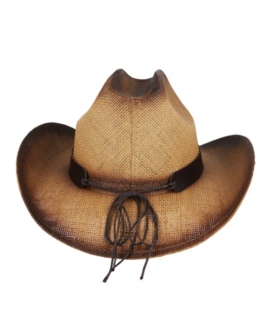 Straw Summer Cowboy Hat With Black and Brown Steer Hatband Straw Summer Cowboy Hat With Black and Brown Steer Hatband