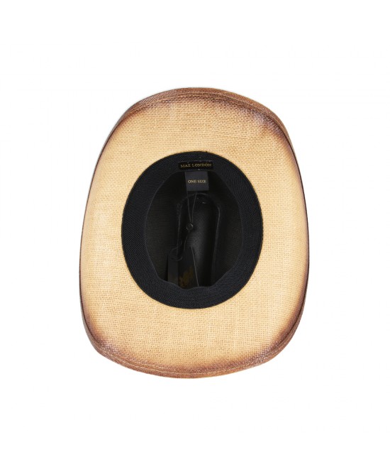 Straw Summer Cowboy Hat With Black and Brown Steer Hatband Straw Summer Cowboy Hat With Black and Brown Steer Hatband