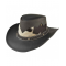 Leather Cowhide Western Hat - Black