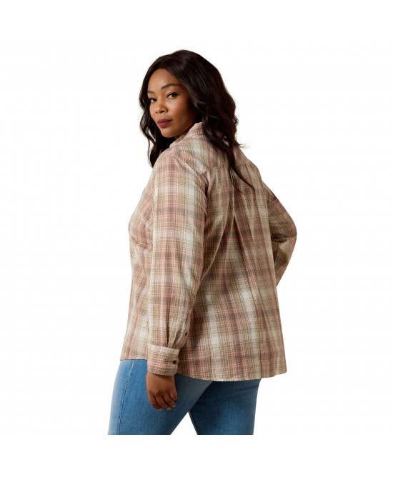 Ariat - Billie Jean White Pepper Coral Plaid Western Shirt