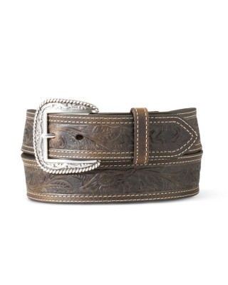 Leather Belt - Ariat Tooled Double Stitched Belt