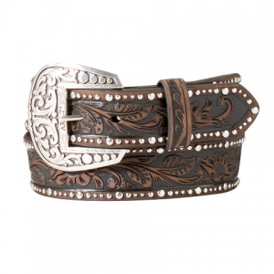 Leather Belt - Ariat Studded Tooled Embossed Leather Belt - Ariat Studded Tooled Embossed