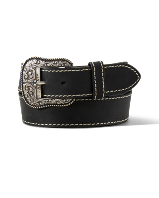 Leather Belt - Ariat Accent Stitch Black