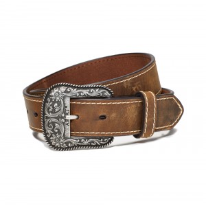 Leather Belt - Ariat Accent Stitch Brown Leather Belt - Ariat Accent Stitch Brown