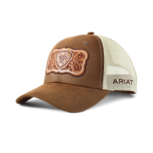 Trucker Hat -  Floral Leather Patch Cap