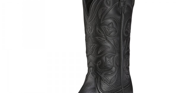 Bottes Western Ariat Heritage R Toe Cuir Noir - Homme Pointure 13 US/47 EU (Neuf Avec Boîte)