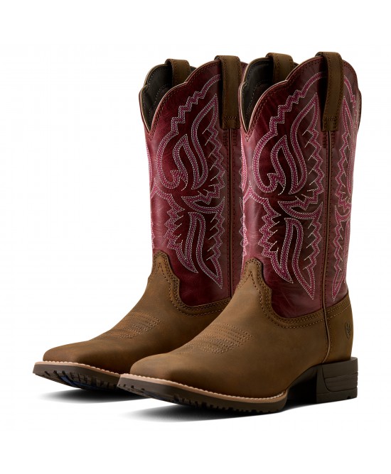 Ariat - Hybrid Ranchwork Berry Wide Square Toe Western Boot Ariat - Hybrid Ranchwork Berry Wide Square Toe Western Boot