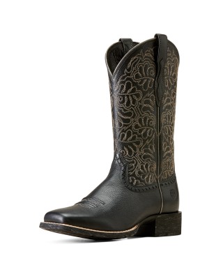 Ariat - Round Up Black Remuda Wide Square Toe Western Boot