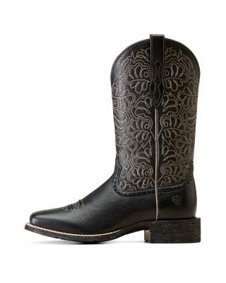 Ariat - Round Up Black Remuda Wide Square Toe Western Boot
