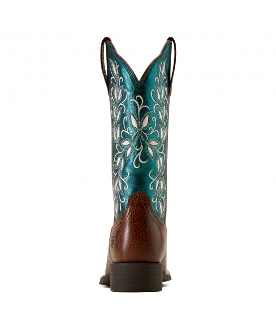 Ariat - Round Up Holly Wide Square Toe Turquoise Western Boot