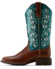 Ariat - Round Up Holly Wide Square Toe Turquoise Western Boot
