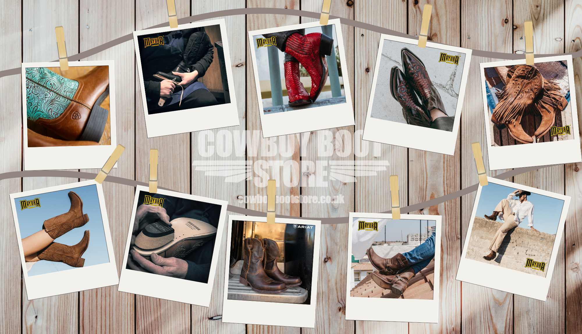 cowboy boots in polaroids