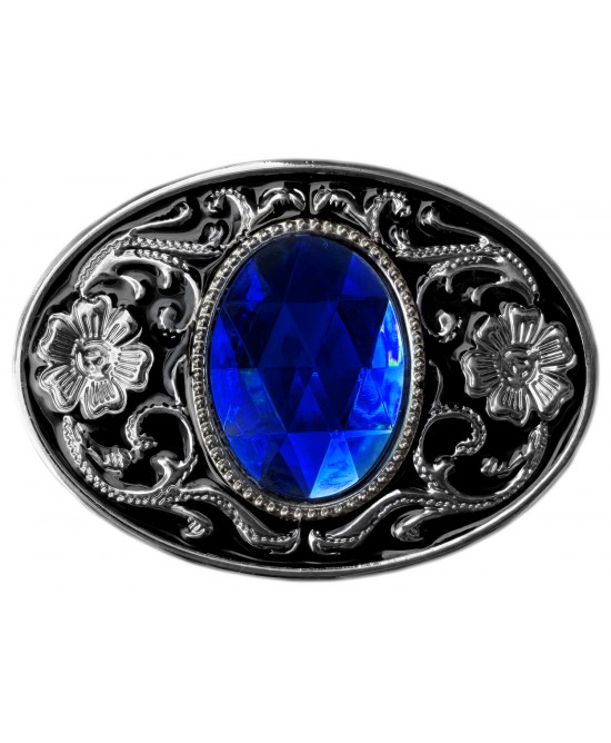 Belt Buckle - Blue Faceted Glass