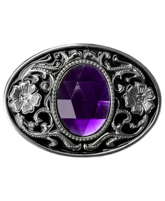 Belt Buckle - Purple Faceted Glass