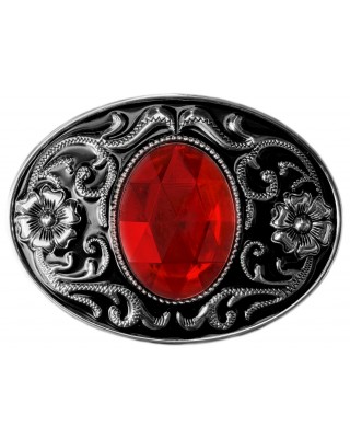Belt Buckle - Red Faceted Glass
