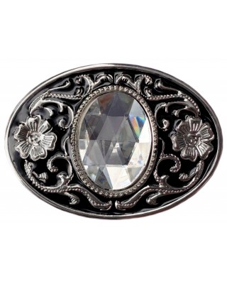 Belt Buckle - Clear Faceted Glass