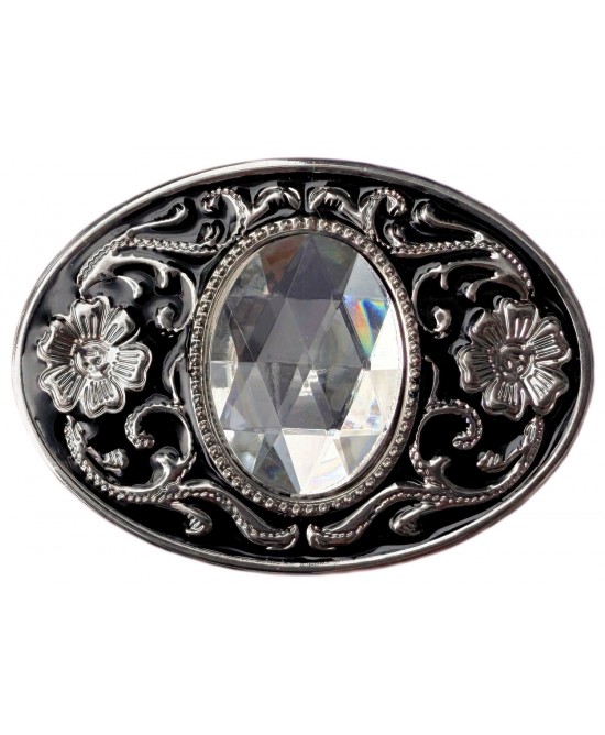 Belt Buckle - Clear Faceted Glass
