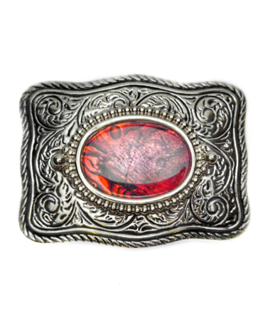 Belt Buckle - Curvy Rectangle Buckle Red Shell