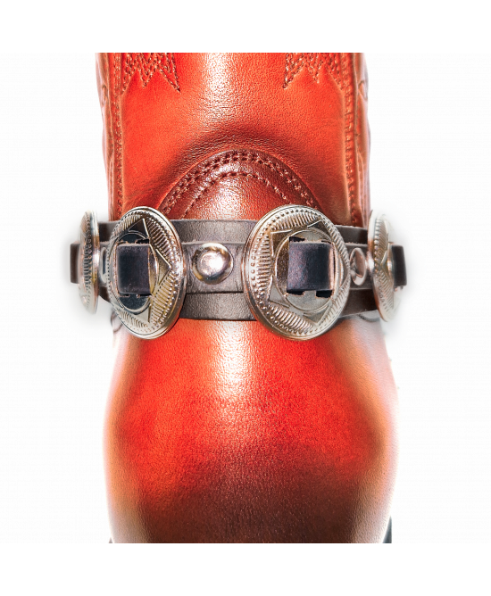 Boot Straps - Concho Brown Leather