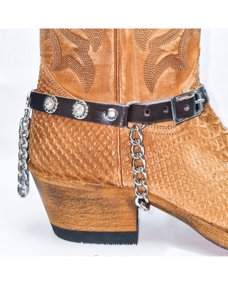 Boot Straps - Crystal Dark Brown with Chains