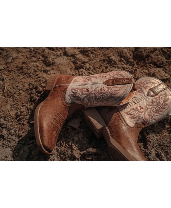 Durango - Ladies Westward™ Embroidered Brown & Cream Western Boot Durango - Ladies Westward™ Embroidered Brown & Cream Western Boot