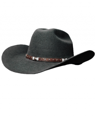 Wool Felt Western Black Hat - Cognac Hatband