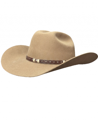 Wool Felt Western Tan Hat - Cognac Hatband