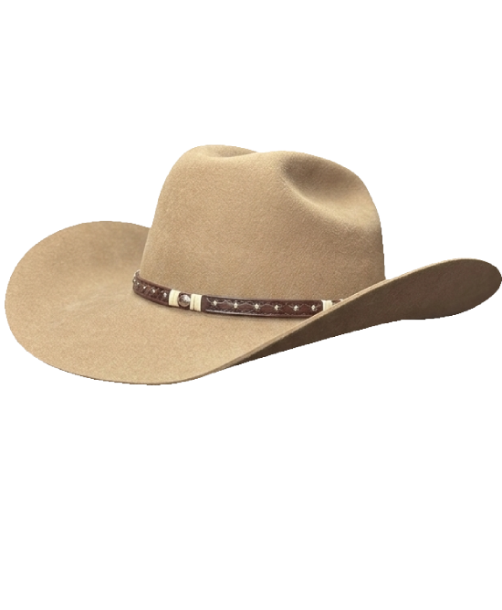 Wool Felt Western Tan Hat - Cognac Hatband