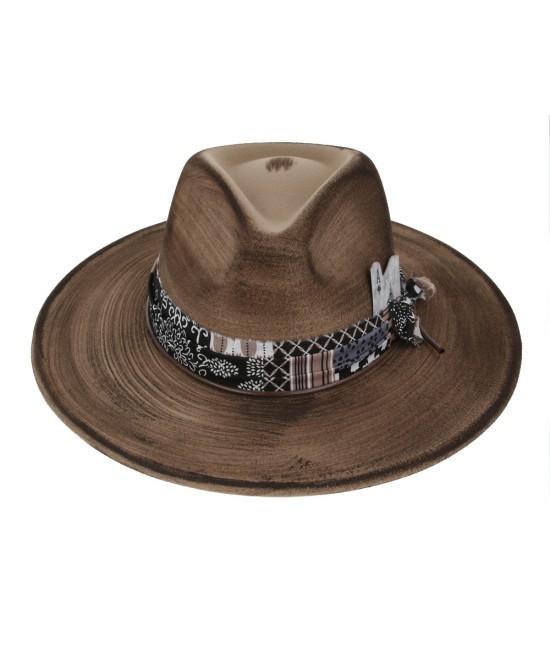 Rocker Distressed Fedora Hat Brown Rocker Distressed Fedora Hat Brown