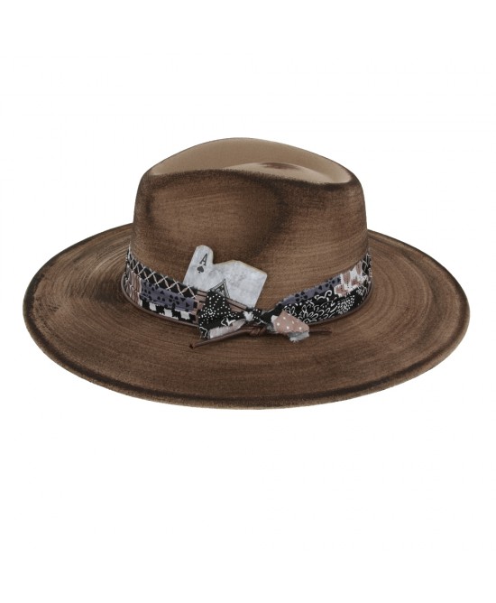 Rocker Distressed Fedora Hat Brown Rocker Distressed Fedora Hat Brown