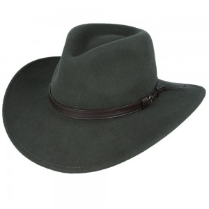 Wool Felt Western Green Hat - Crushable