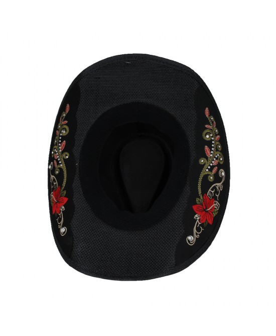 Straw Western Hat Black with Red Hatband Straw Western Hat Black with Red Hatband