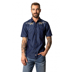 Kimes Ranch - Leland Indigo Men's Short Sleeve Shirt