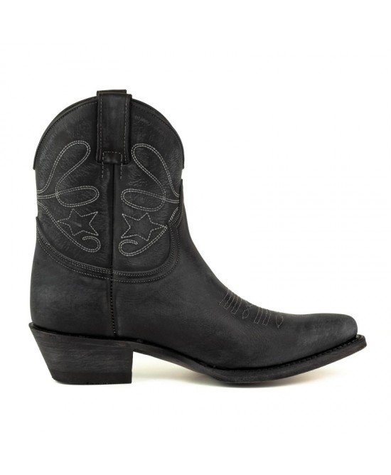 Mayura 2374 Lavado Negro Cowboy Ankle Boots