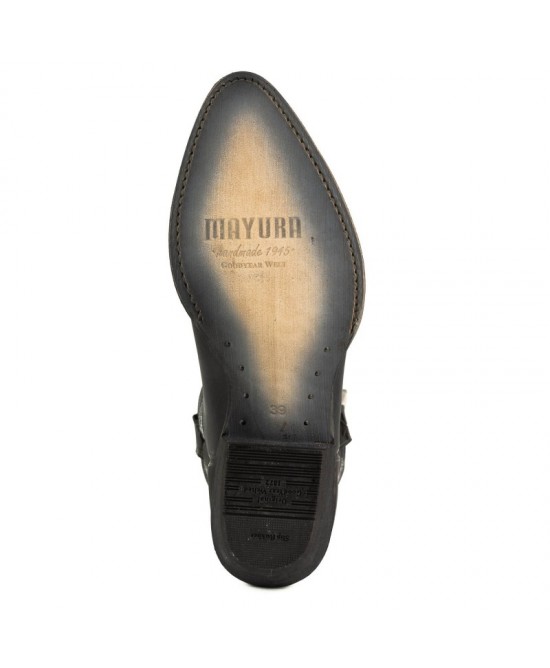 Mayura 2374 Lavado Negro Cowboy Ankle Boots