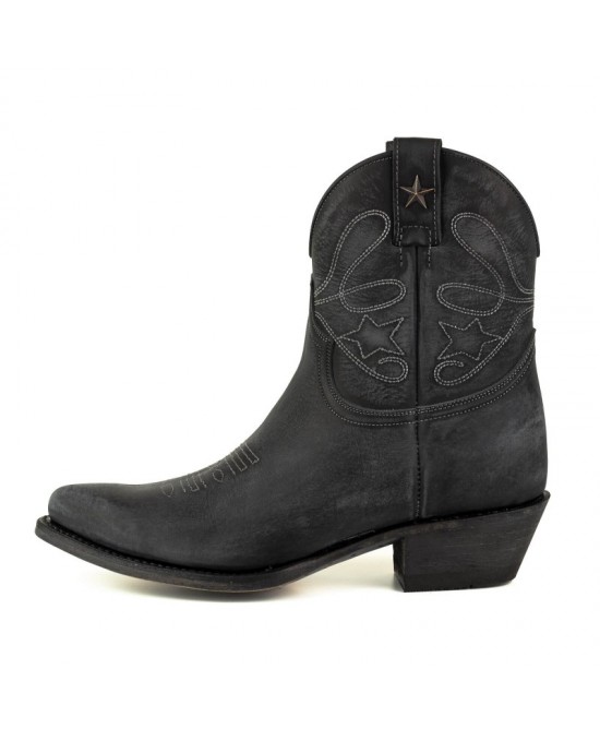 Mayura 2374 Lavado Negro Cowboy Ankle Boots