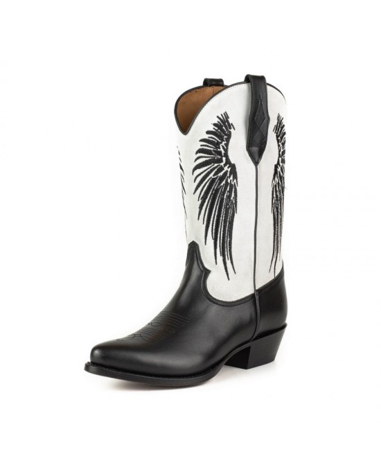 Mayura Wings 2666 Black Nappa White Split Suede Mayura Wings 2666 Black Nappa White Split Suede