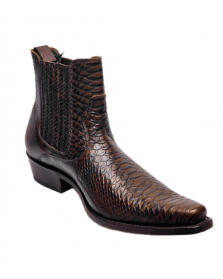 Sancho - Brown Embossed Faux-Snakeskin Pattern