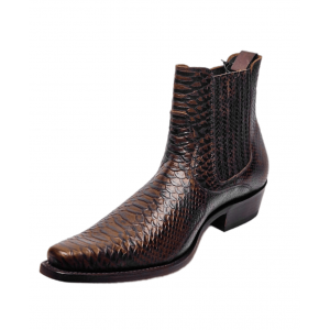 Sancho - Brown Embossed Faux-Snakeskin Pattern
