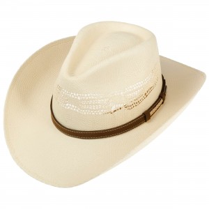 Straw - Stetson Brown Hatband Western Vented Toyo