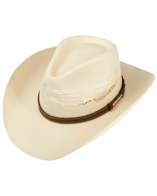 Straw - Stetson Brown Hatband Western Vented Toyo