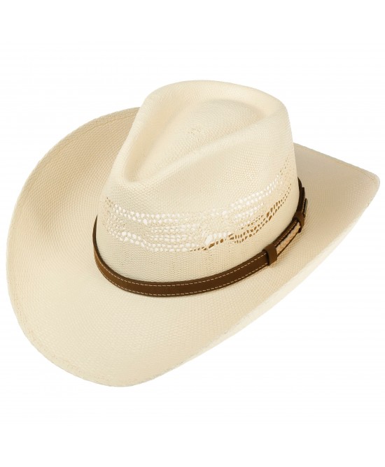 Straw - Stetson Brown Hatband Western Vented Toyo