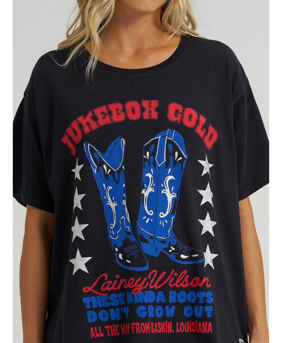 Wrangler - Lainey Wilson Jukebox Gold Oversized Tee Wrangler - Lainey Wilson Jukebox Gold Oversized Tee