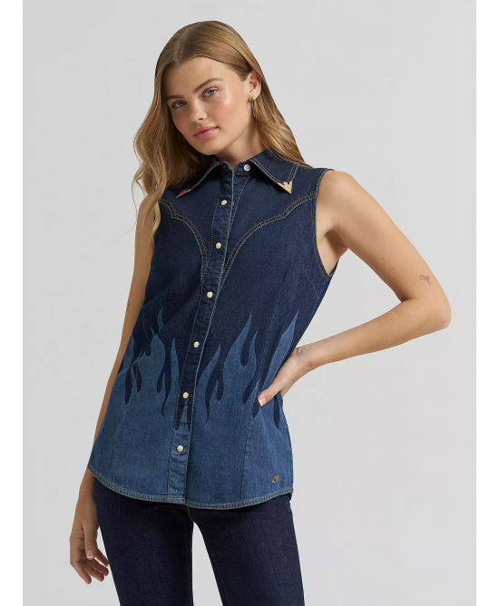 Wrangler - Lainey Wilson Sleeveless Shirt w/ Flames