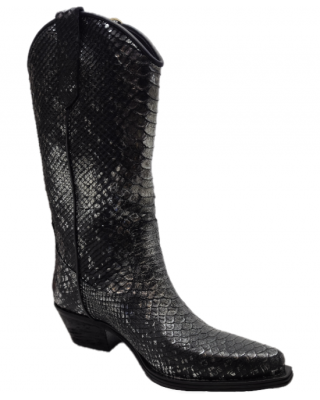 Zoe - Faux Piton Snakeskin Black 