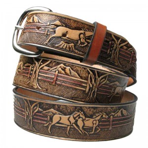 Leather Belt - Brown Horses