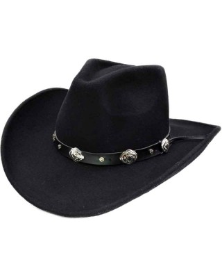 Wool Felt Western Concho Black Hat